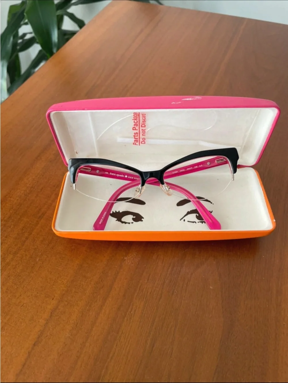 kate spade Black and Pink Rimless Cat Eye Glasses